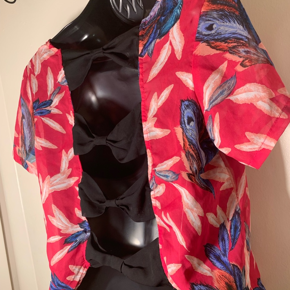 Sheer peacock themed blouse